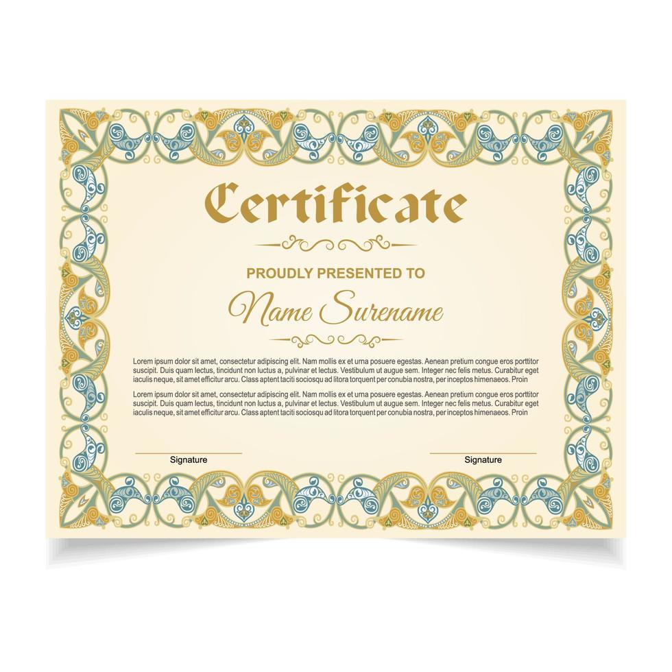 Certificate or diploma design vector