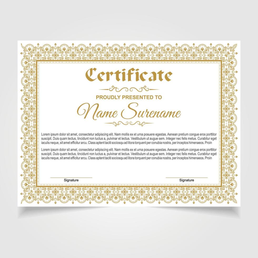 Certificate or diploma design vector