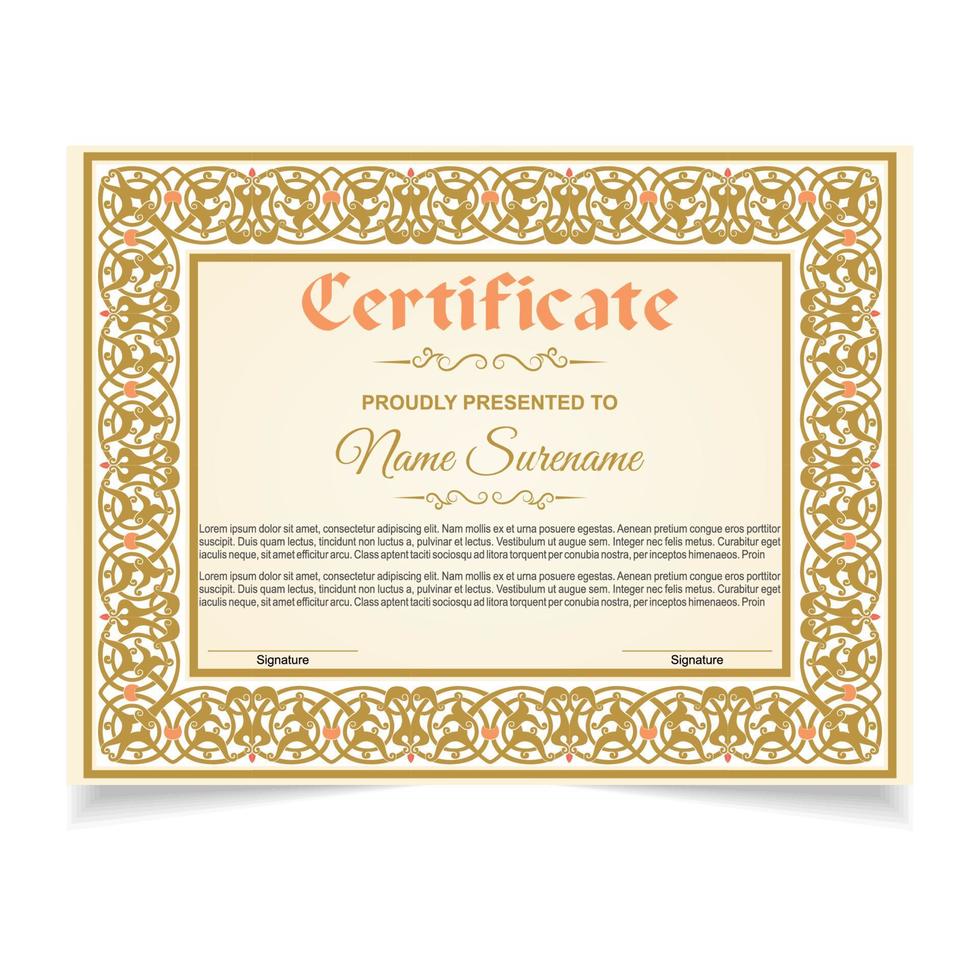 Certificate or diploma design vector