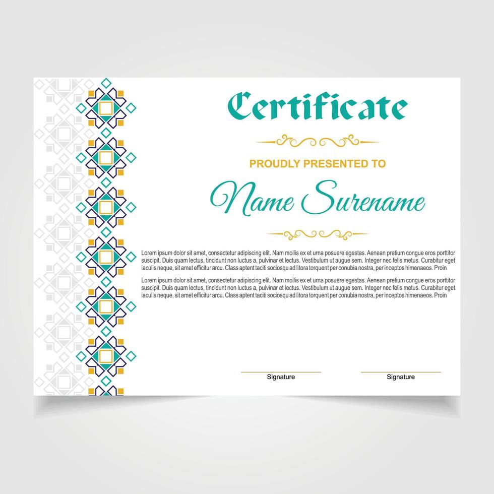 Certificate or diploma design vector