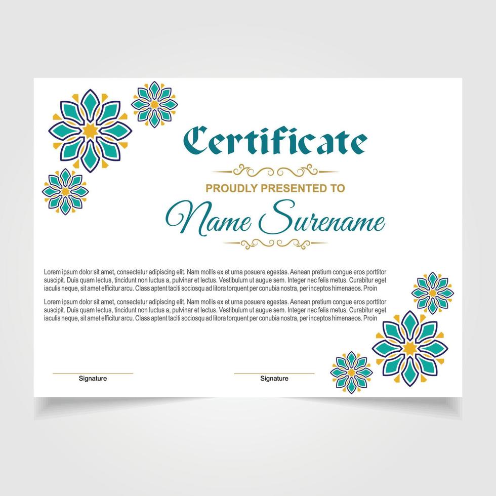 Certificate or diploma design vector