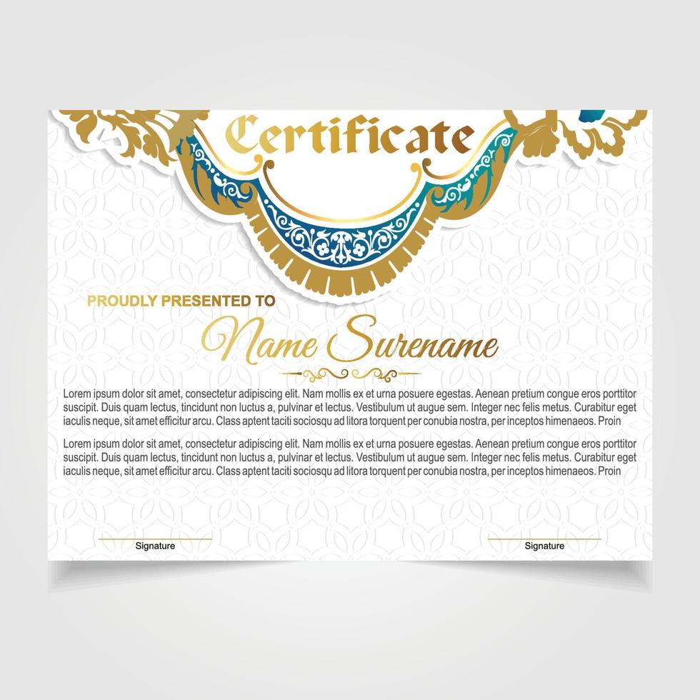 Certificate or diploma design vector