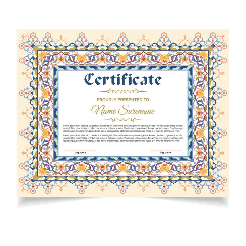 Certificate or diploma design vector