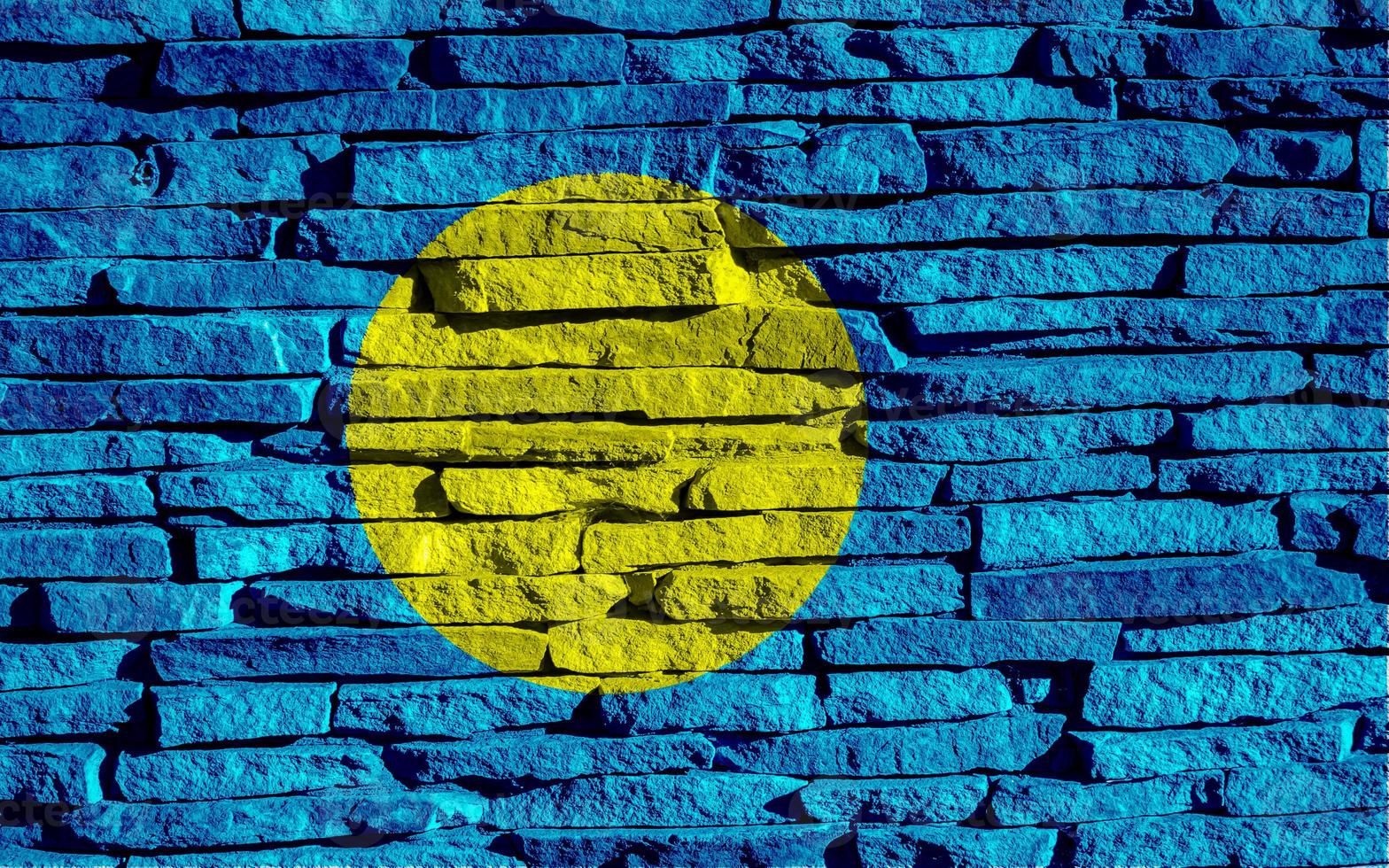 Flag of the Republic of Palau on a textured background. Concept collage. photo