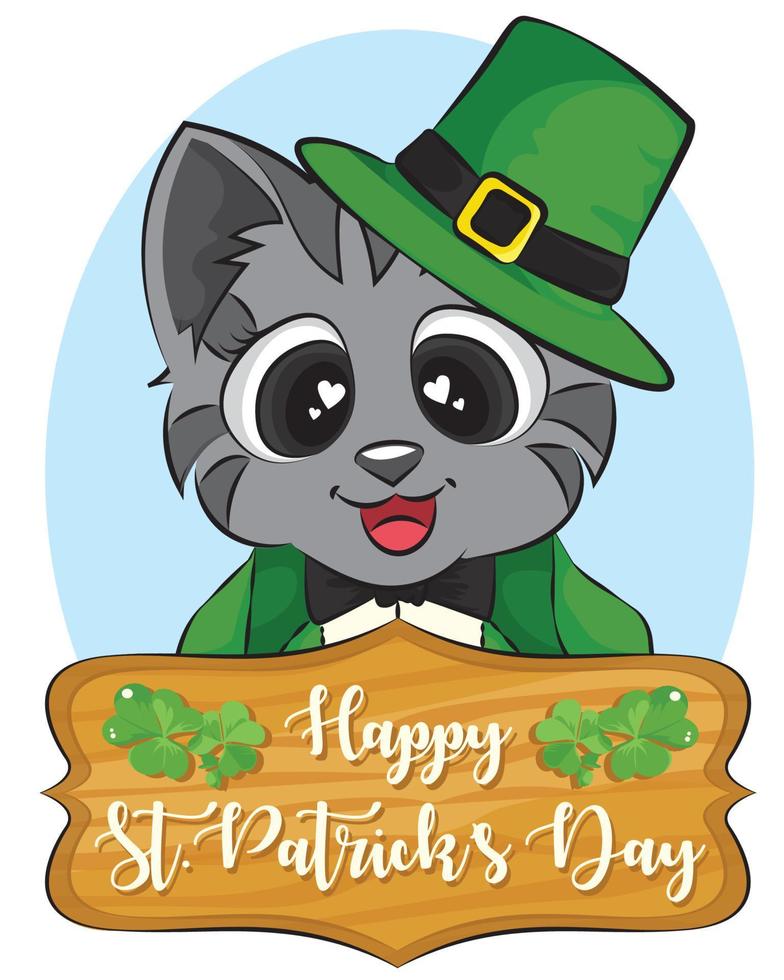 Cat wearing a St Patrick day hat. St Patrick's Day concept. vector