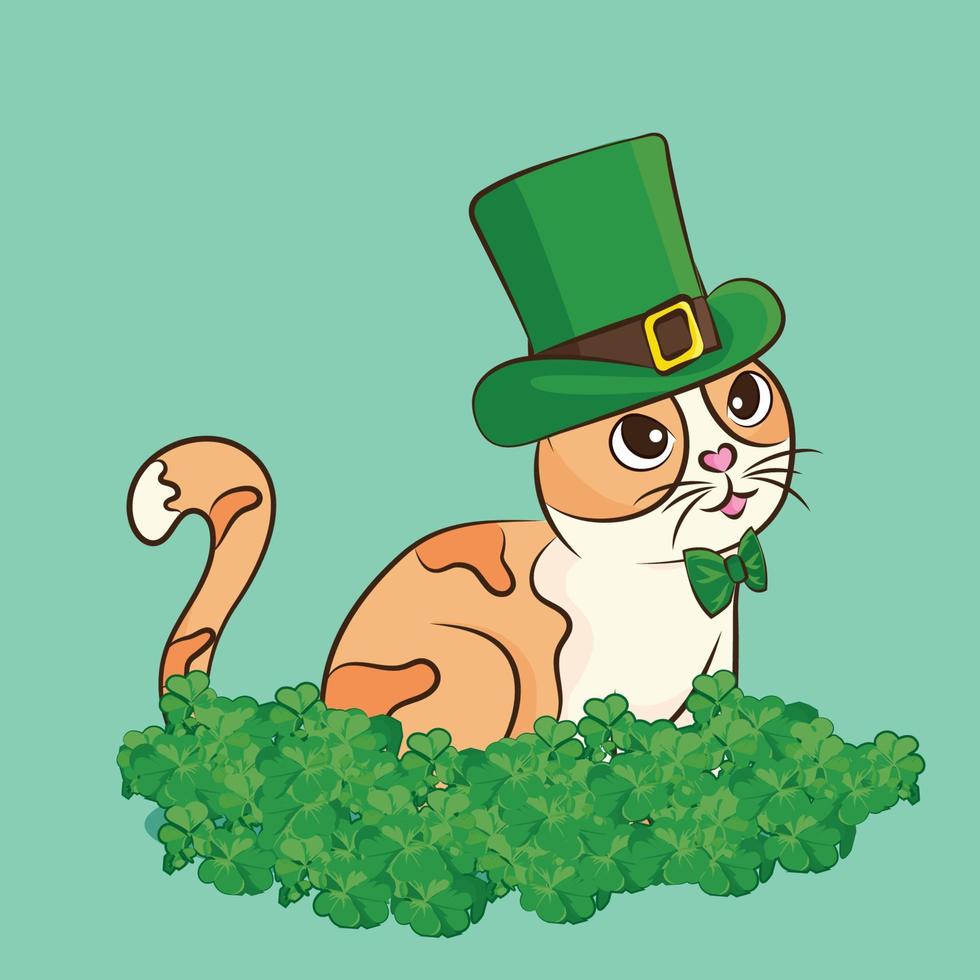 Cat in the Leprechaun hat. Poster St. Patrick s Day vector