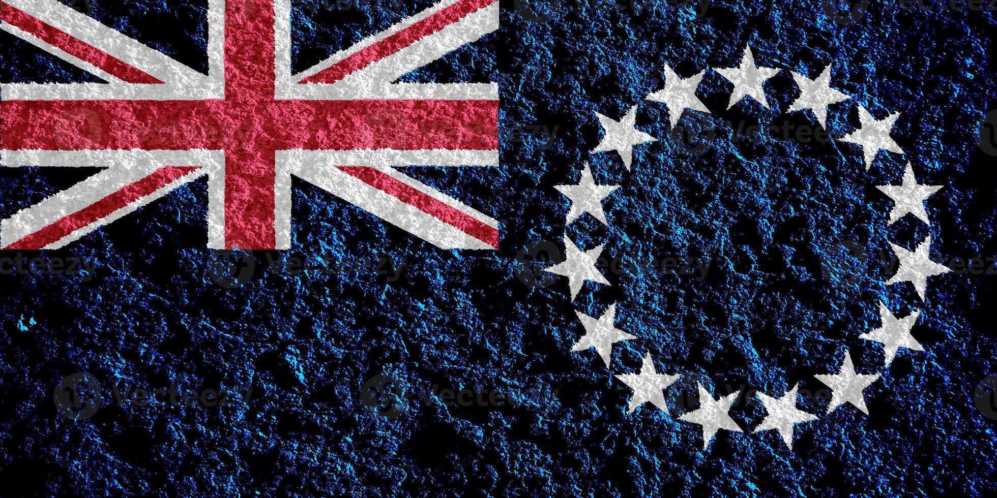 Flag of Cook Islands on a textured background. Concept collage. photo