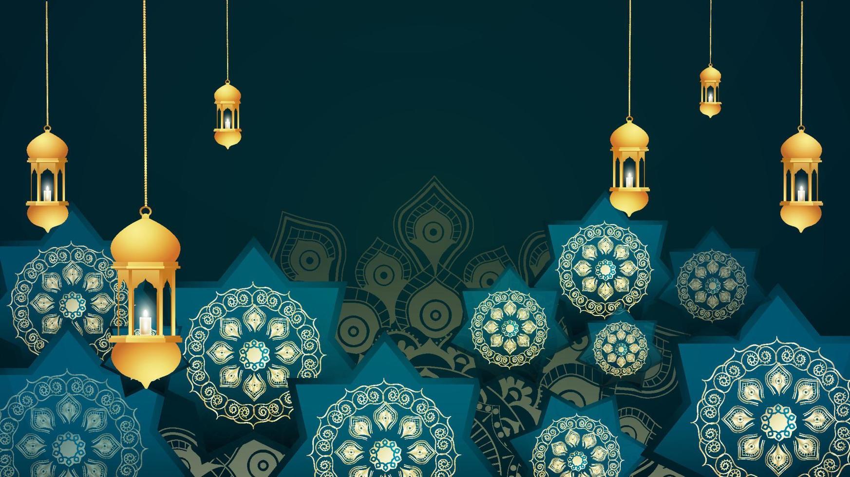 eid Mubarak y Ramadán kareem antecedentes vector