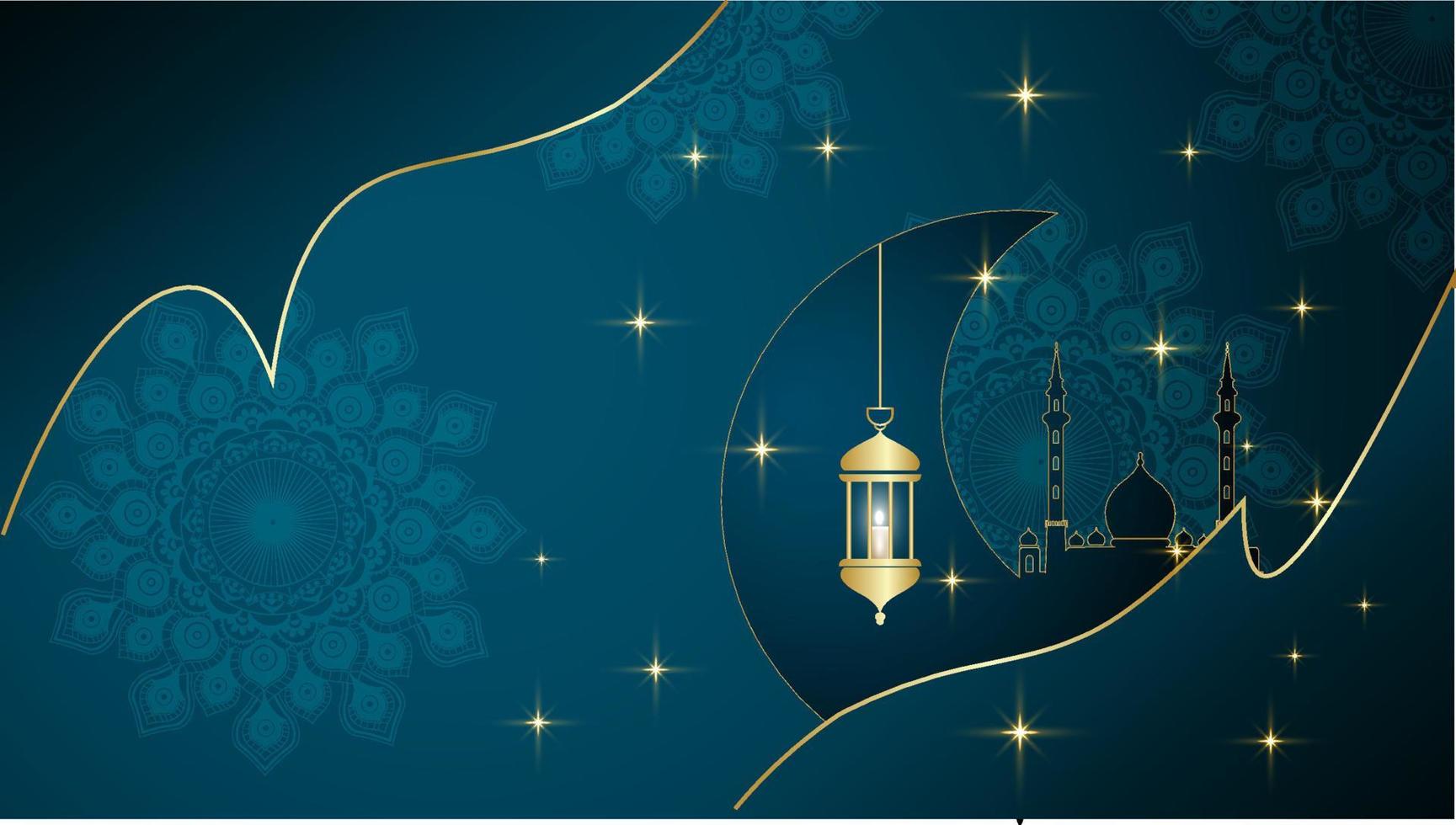 eid Mubarak y Ramadán kareem antecedentes vector