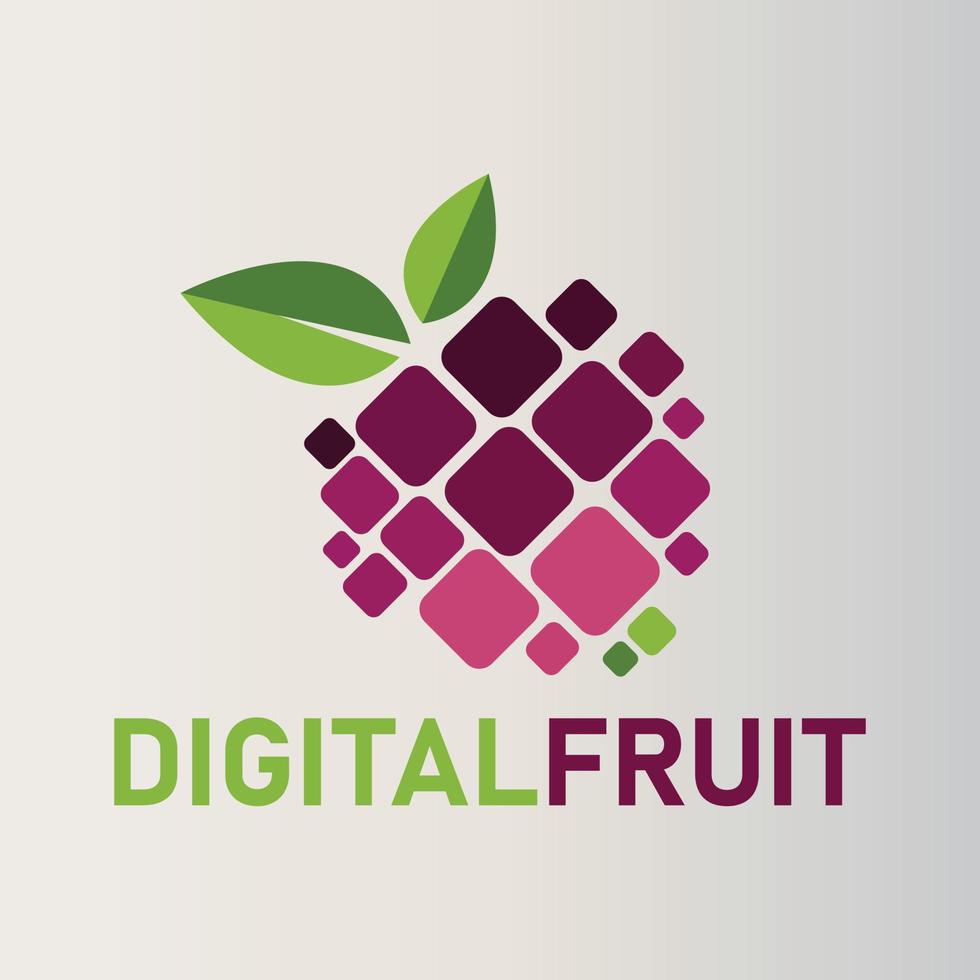 digital Fruta logo diseño vector