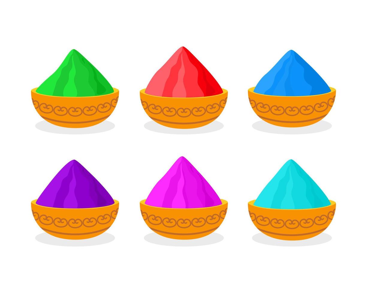 Indian holiday holi. Bright festival of colors in India. Colored crumbly paint. Dry bright paint for Indian holi. Colorful powder paint. vector