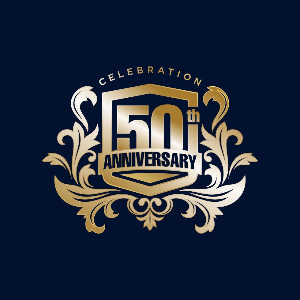 Golden 50th anniversary logo vector