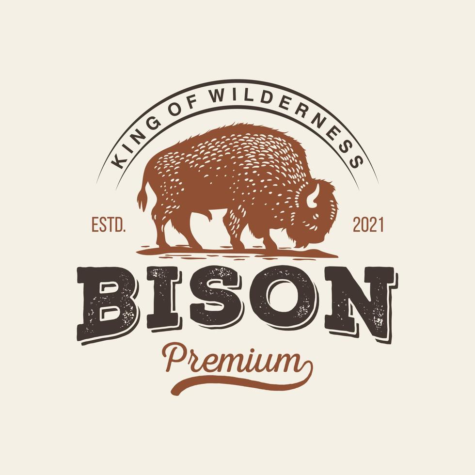 Bison Vintage Logo Design Vector