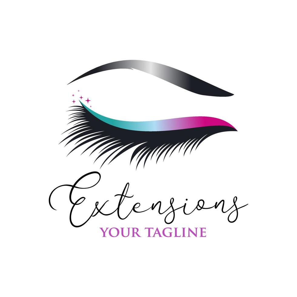 eyelash extension logo design vector template