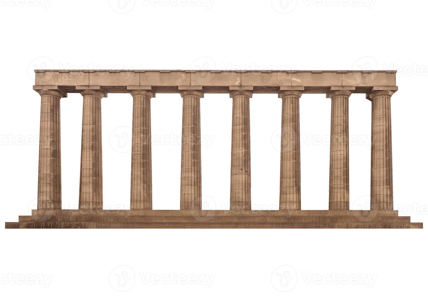 antiguo griego clásico dórico columnata aislado terminado blanco foto
