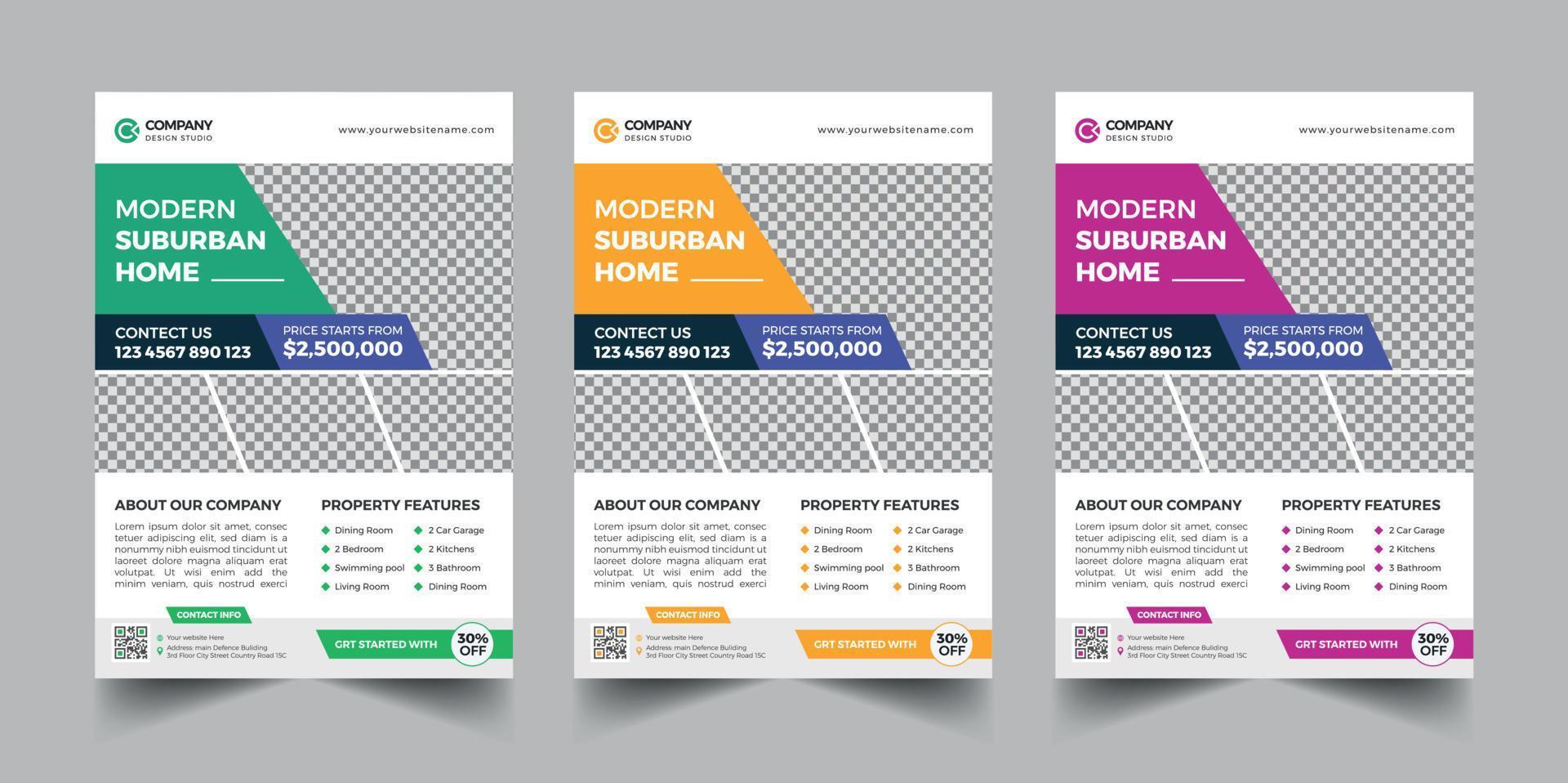 Real estate flyer template vector