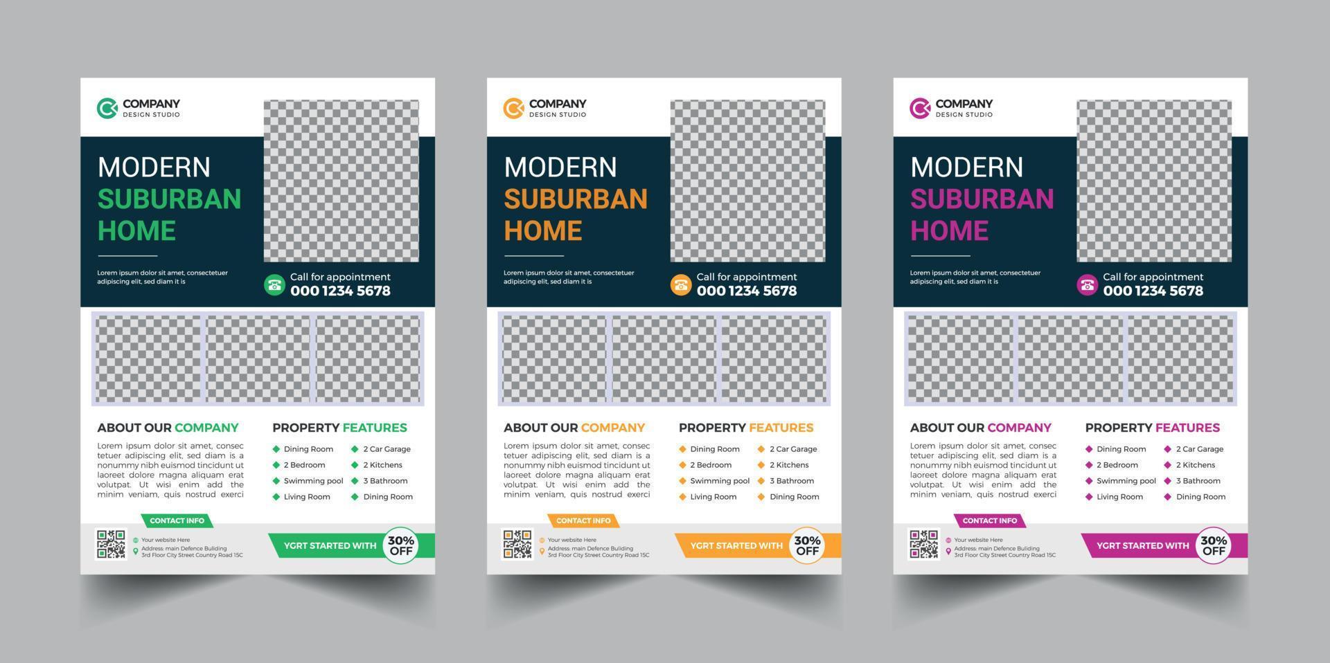 Real estate flyer template vector