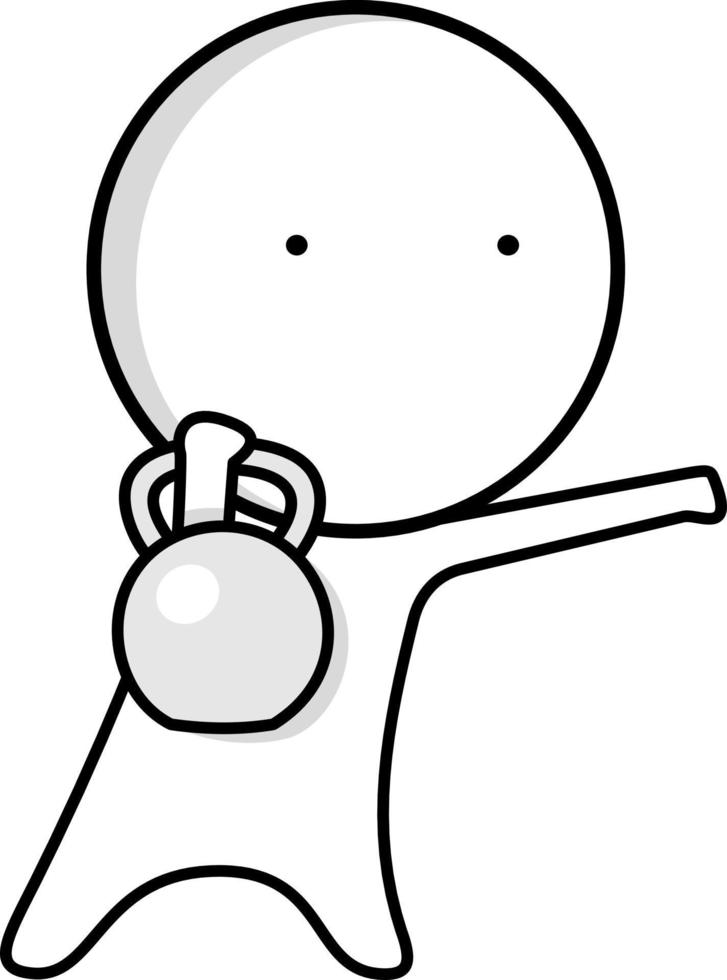Boy lifts a kettlebell at a sports competition vector