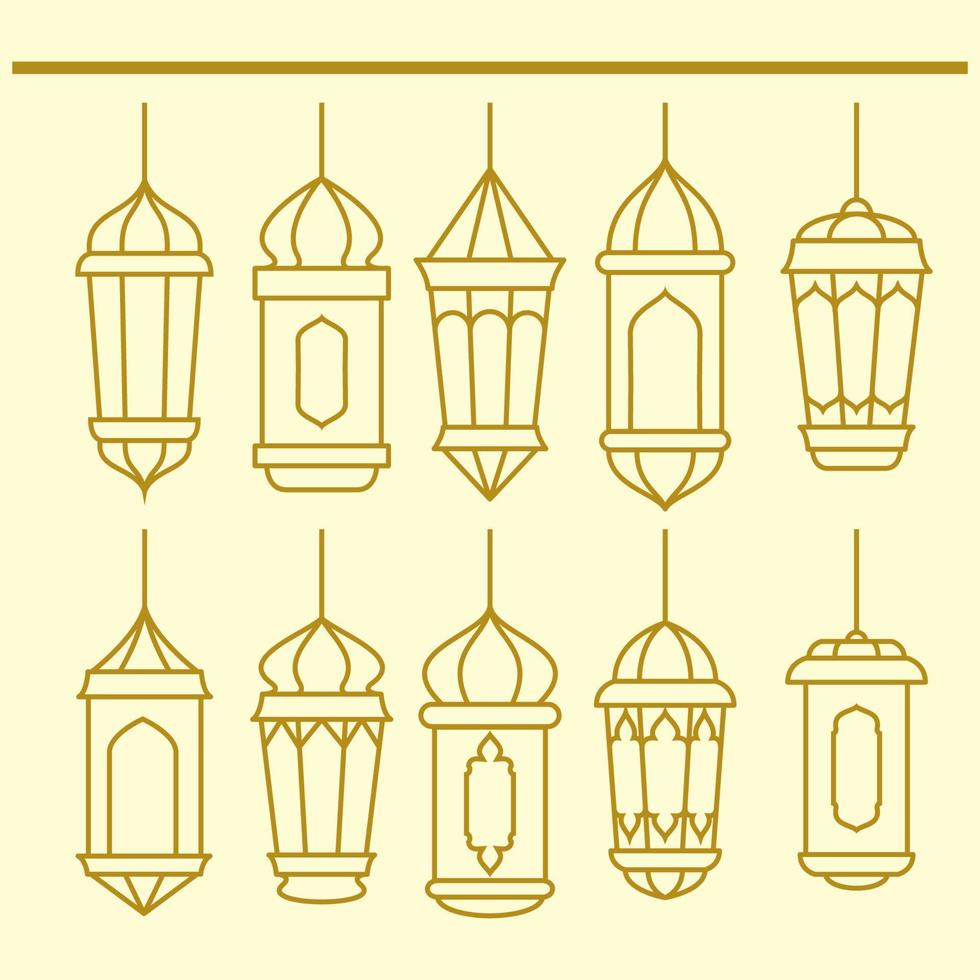 simple minimalist lantern set collection in gold color vector illustration EPS10