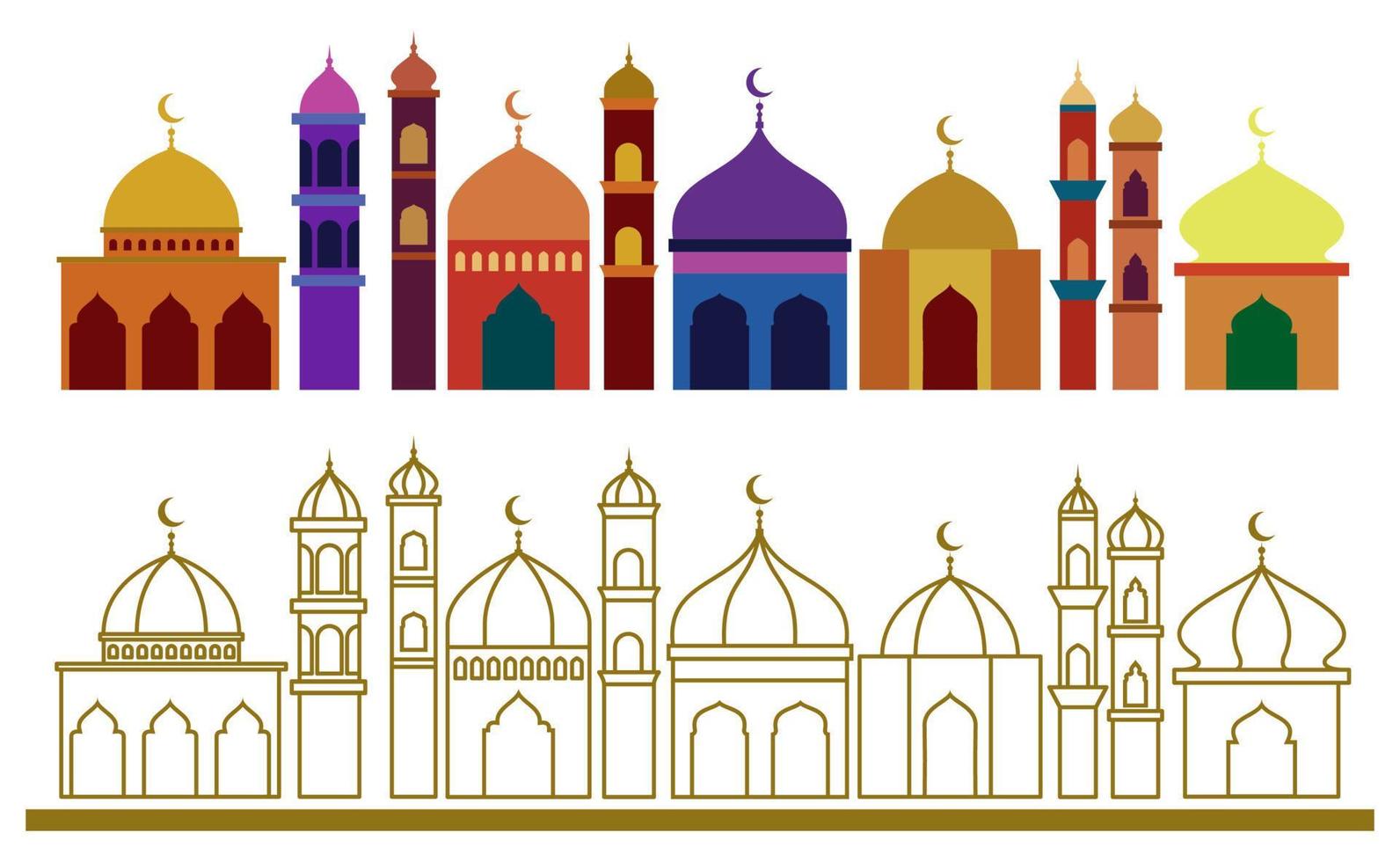 set simple mosque design for ramadan ornament, islamic ornament vector illustration EPS10