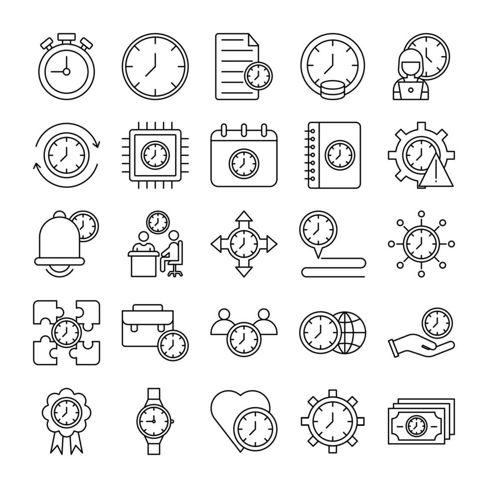 set of icons about time and management vector