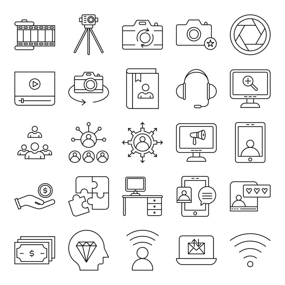 icon set about content creator vector