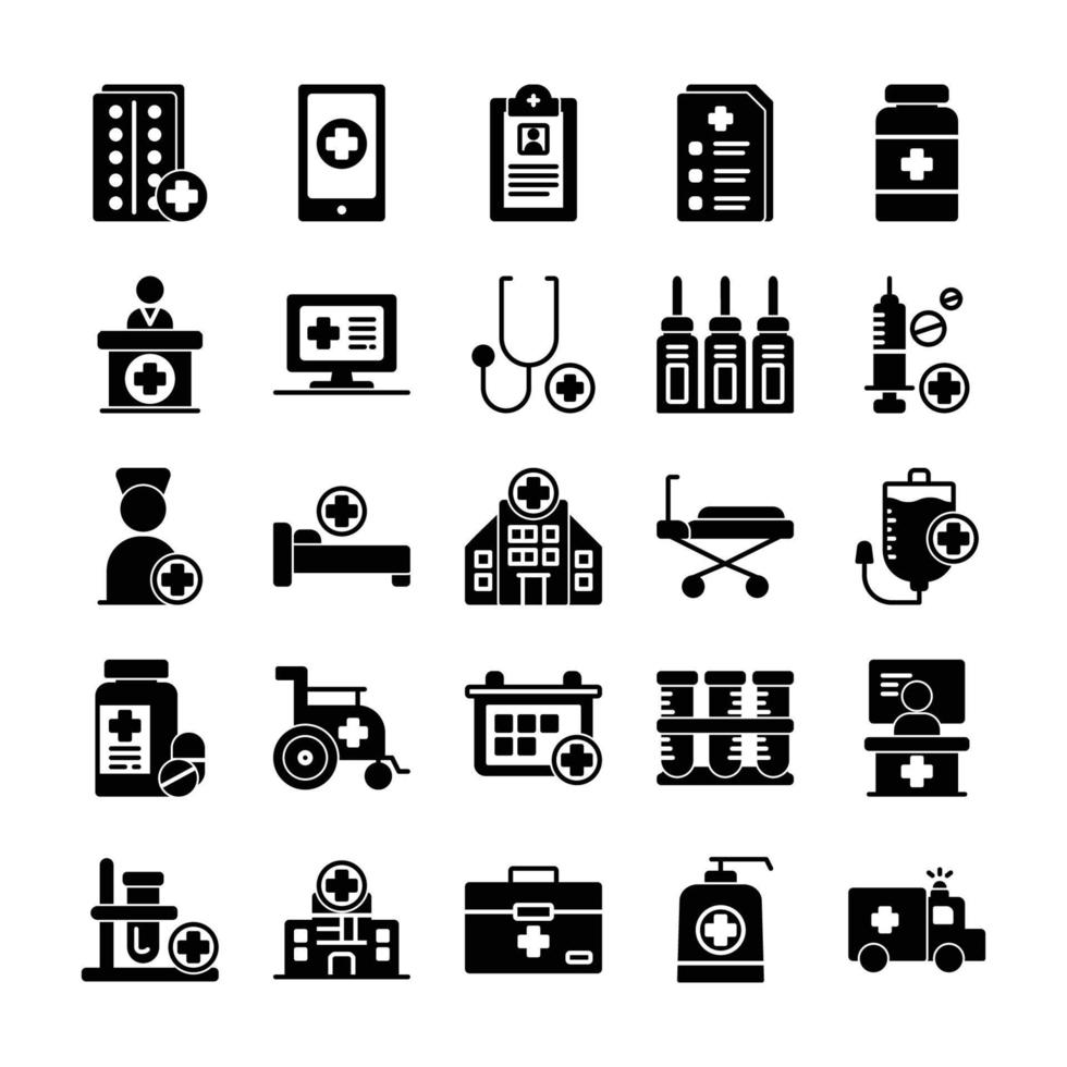 conjunto de iconos de hospital vector