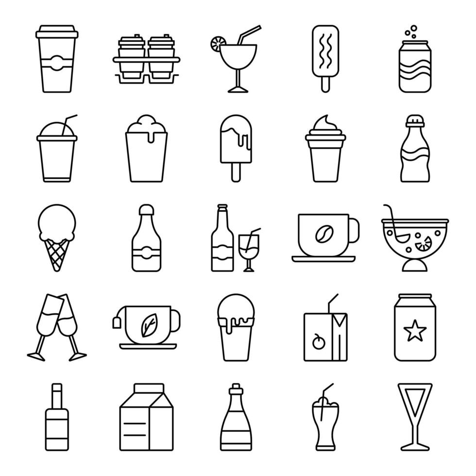 colección de íconos acerca de bebidas vector