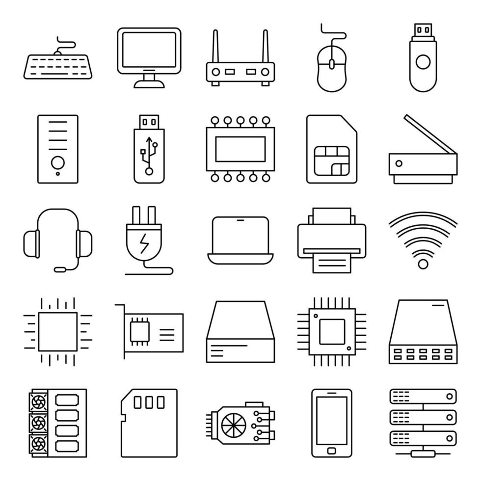 set of icons about computers and hardware vector