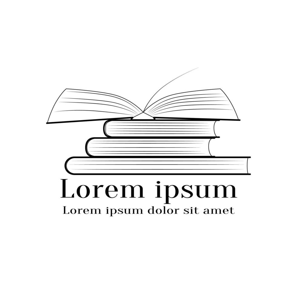 Books stack open outline logo vector