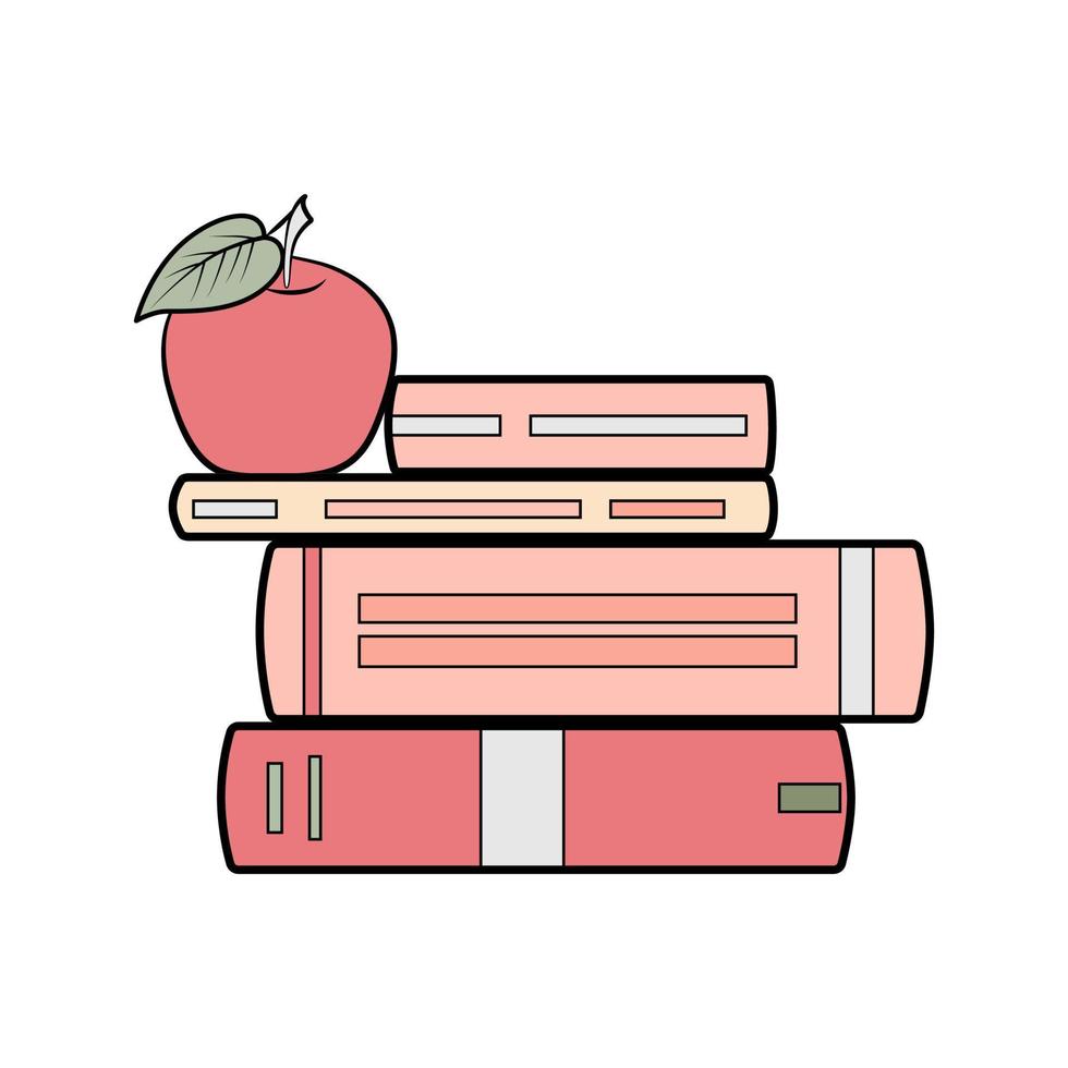 Book stack apple pink vector