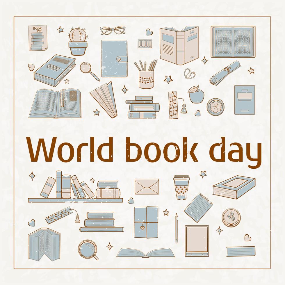 World Book Day retro vector