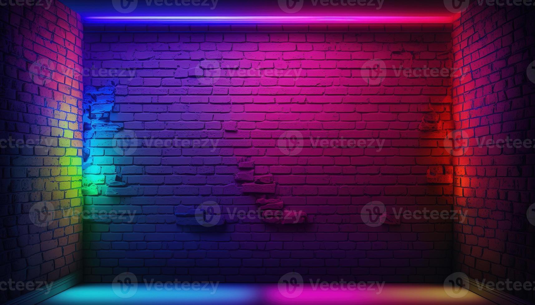 Neon room An image of a room or space illuminated by neon lighting, often used to create a futuristic or retro-futuristic atmosphere in design and visual media photo