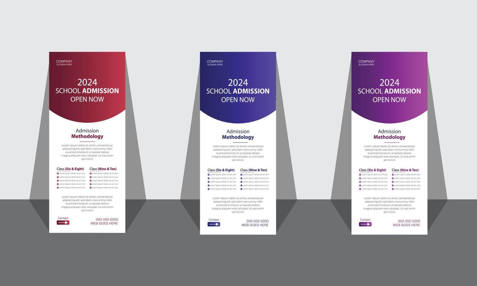 Modern admission Roll up banner Design vector