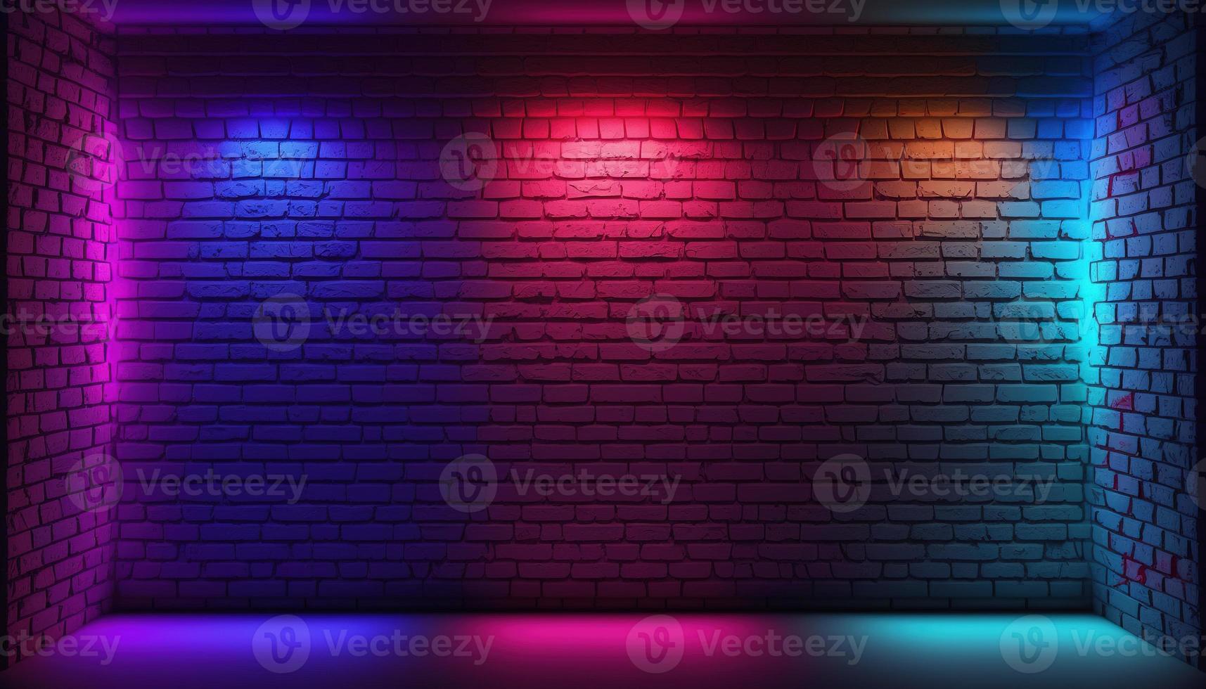 Neon room An image of a room or space illuminated by neon lighting, often used to create a futuristic or retro-futuristic atmosphere in design and visual media photo