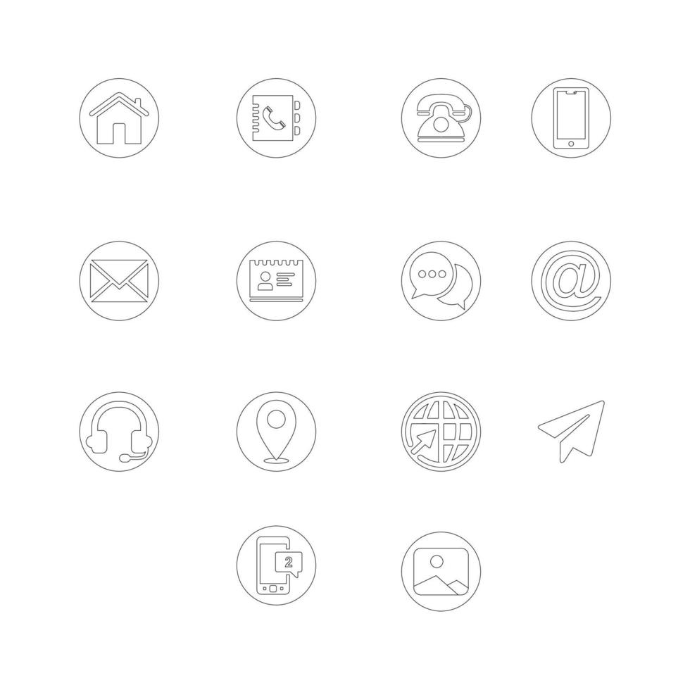 Simple stylish Outline icon set for web and mobile. Contacts and chat icons. vector