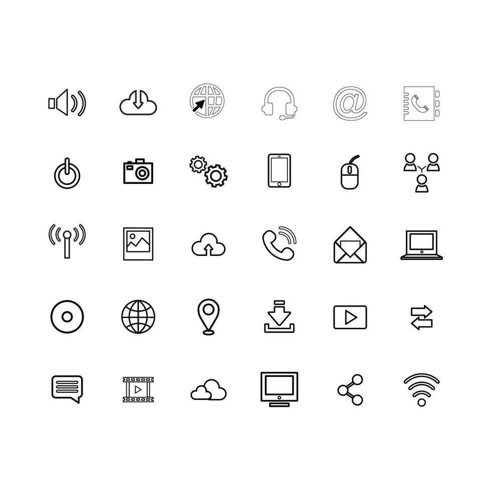 modern thin line icons set of seo optimization, web development, digital marketing, network technology, cyber security vector