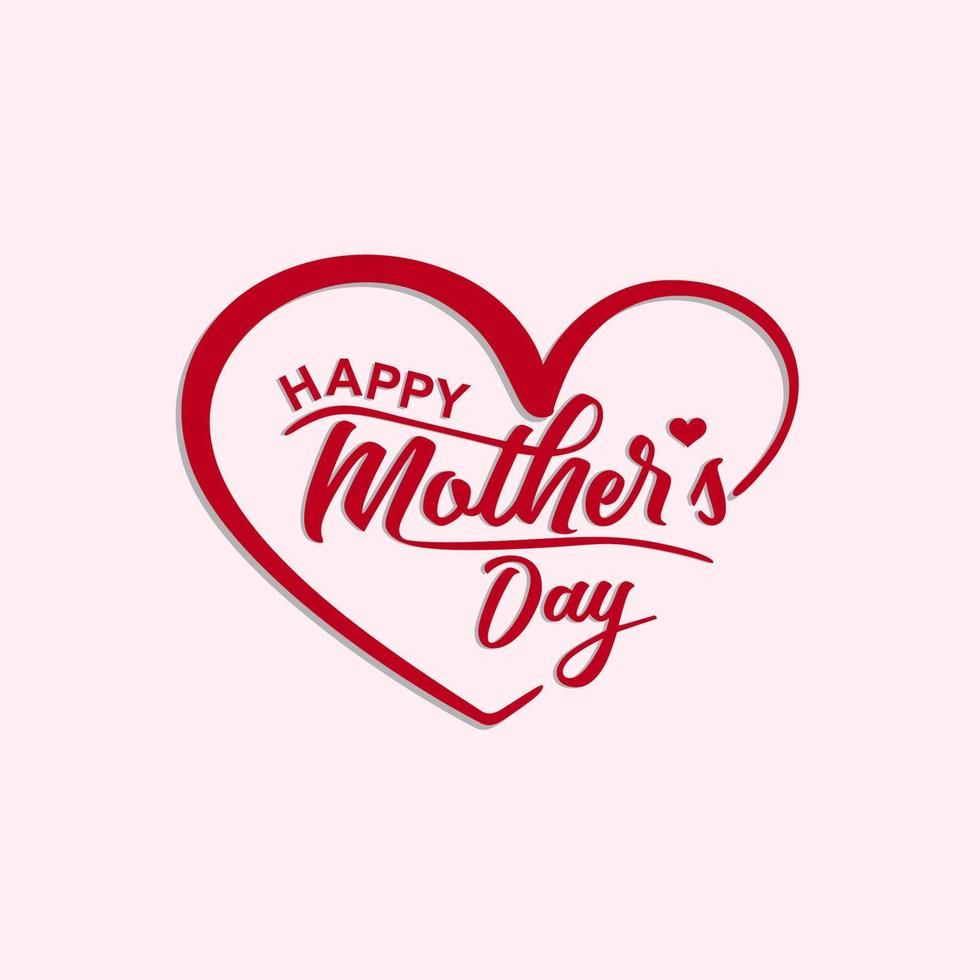 Happy mothers day 3d realistic background illustration with pink heart shaped vector and copy space Area