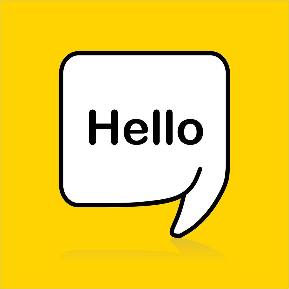 Hello Bubble,yellow Speech Message. Hello Speech Message Text Hello in Flat Vector