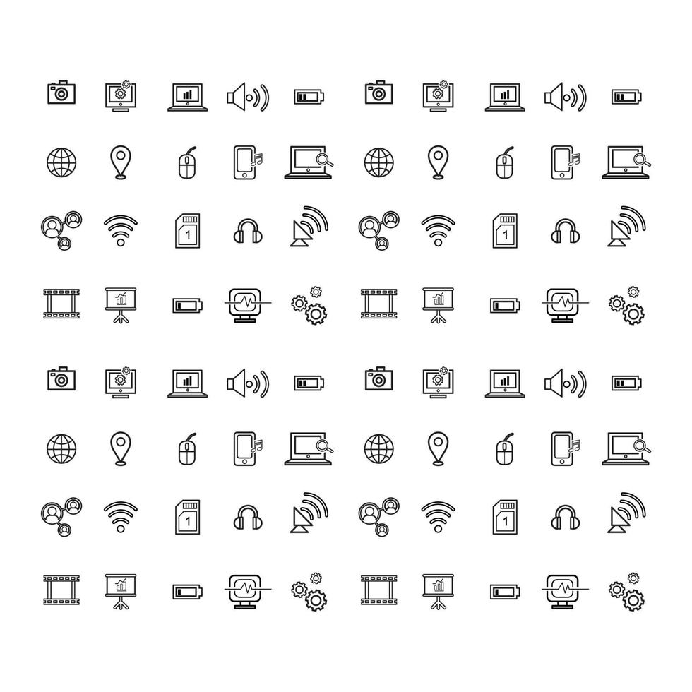 modern thin line icons set of seo optimization, web development, digital marketing, network technology, cyber security vector