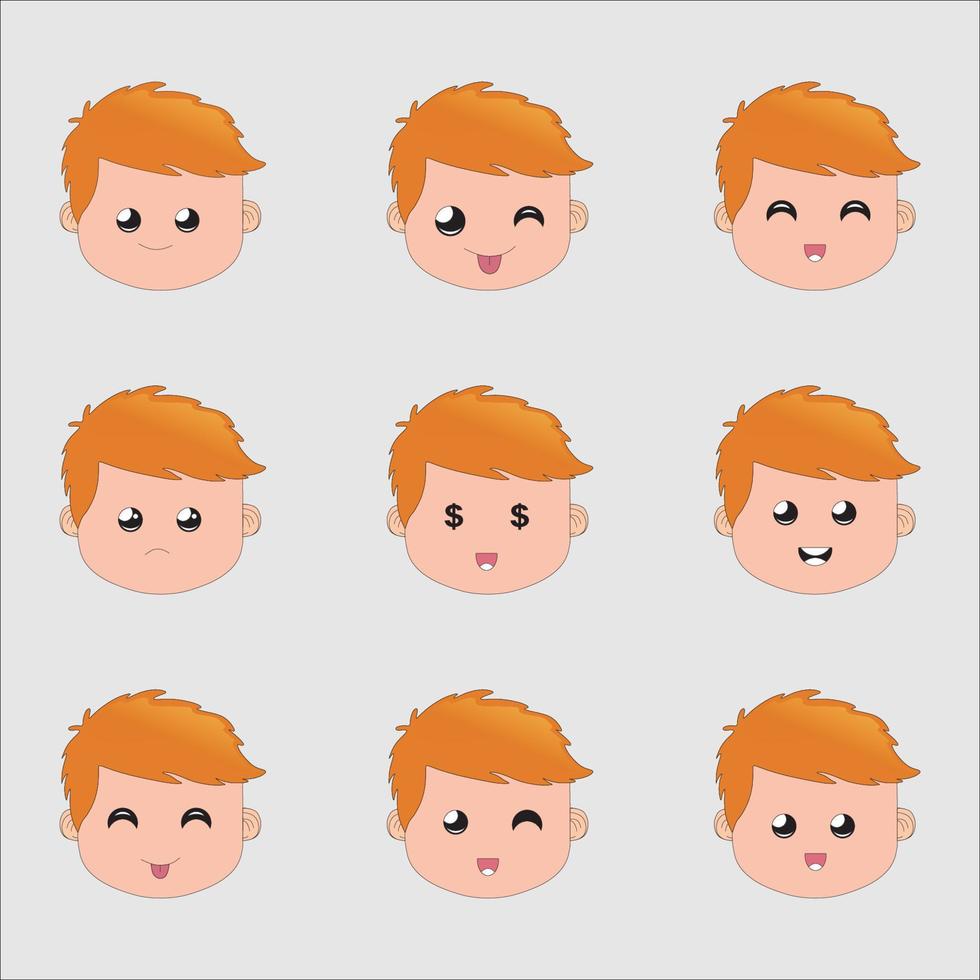 set of faces,Set boy emotion faces. Vector illustration kid portrait icon with different expression,vector emotion face kid
