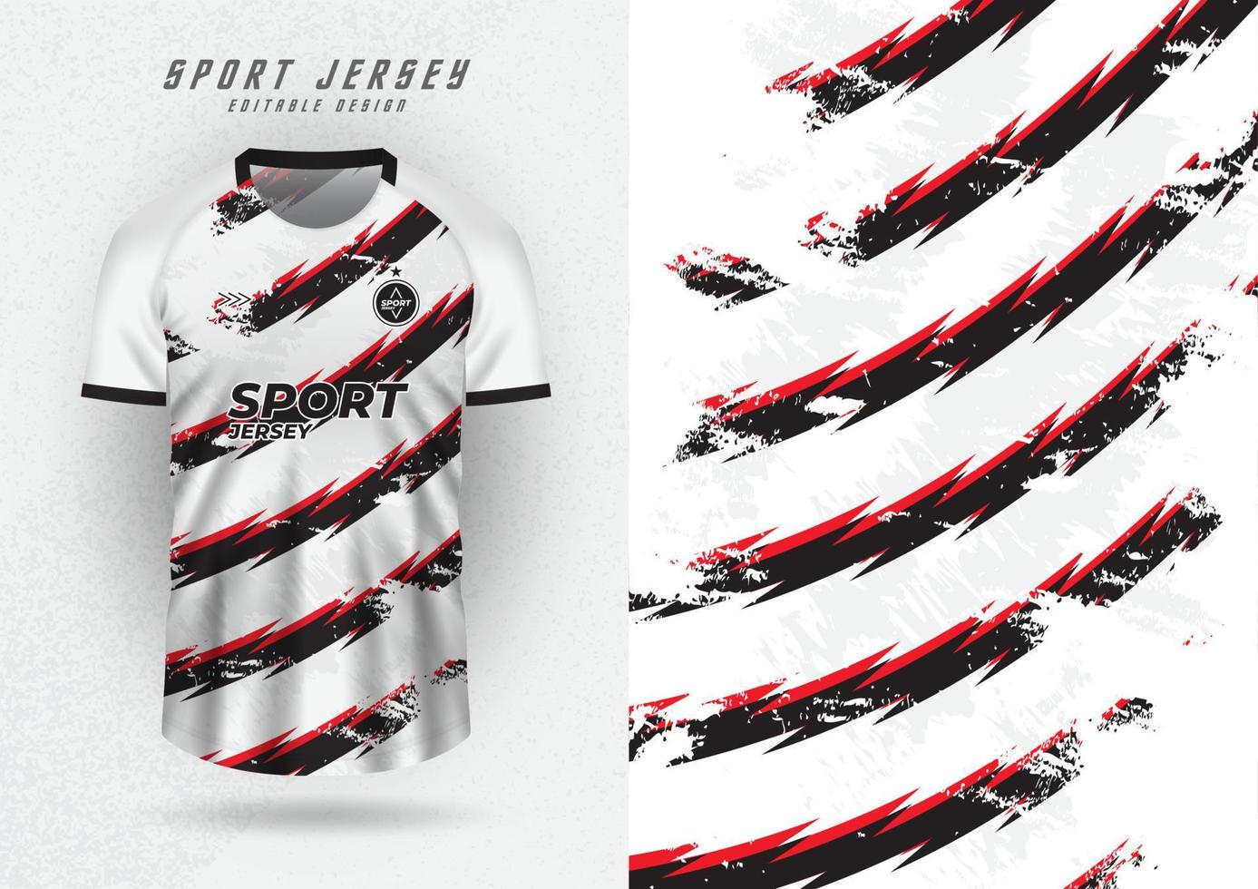 Background for sports jersey, football shirt, running shirt, racing shirt, white tone pattern and black and red stripes. vector