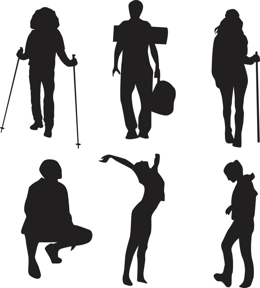 People hiker silhouette vector