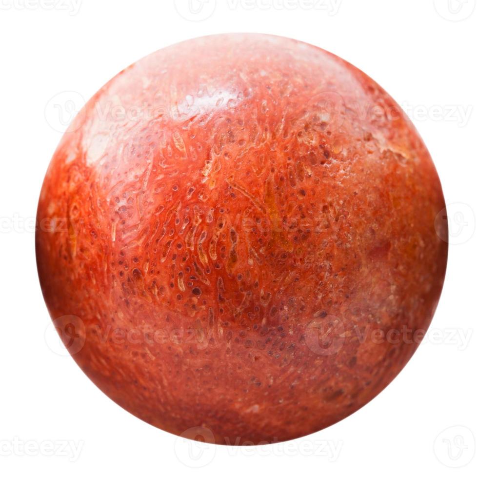 Ball from pressed red coral isolated photo