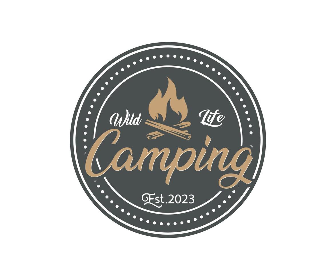 Vintage camping and outdoor adventure emblems, logos and badges vector