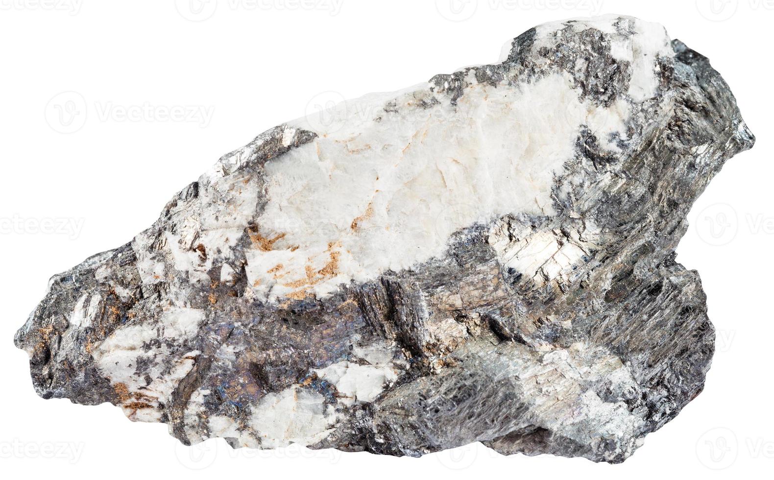 gray bismuthinite mineral and iridescent bismuth photo
