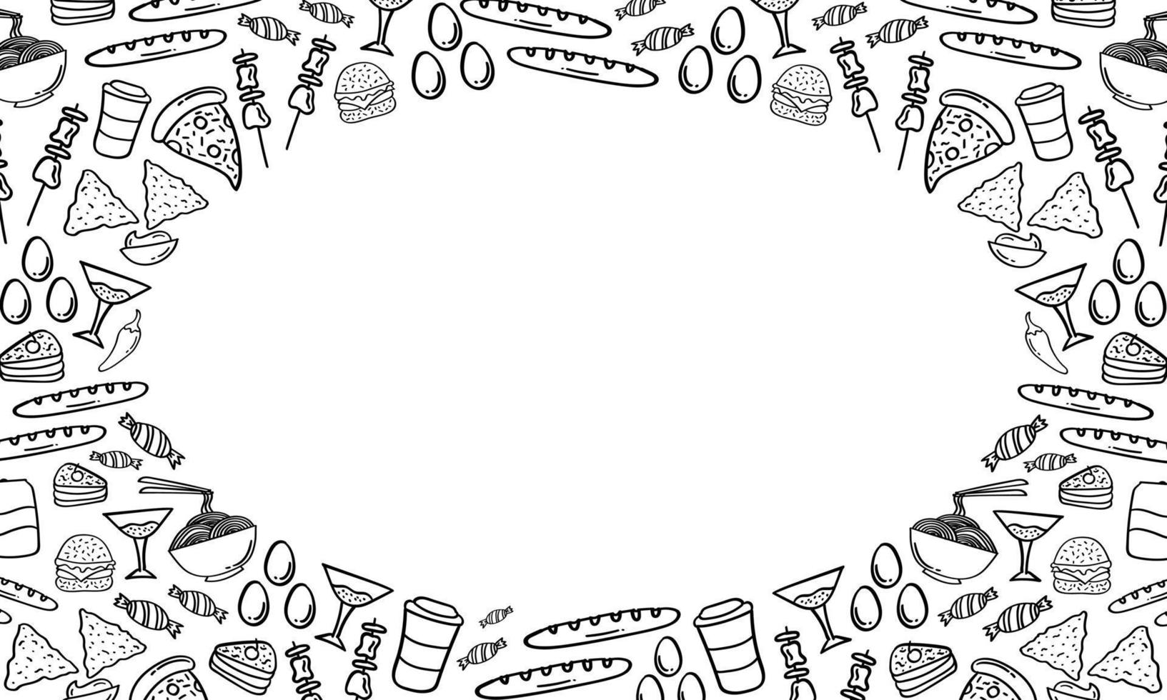 Frame of hand drawn food and beverage vector