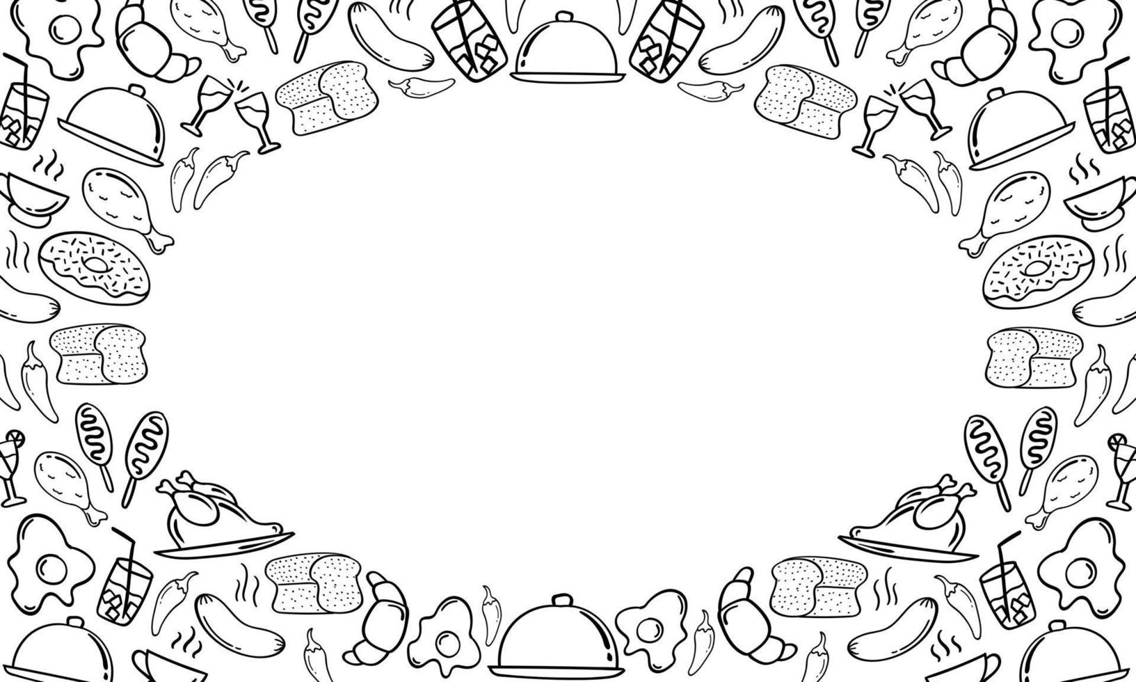 Frame of hand drawn food and beverage vector