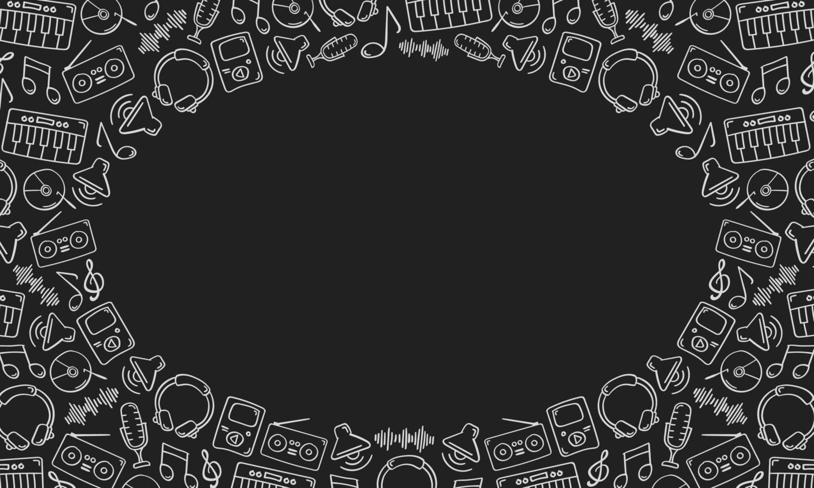 Frame of hand drawn music on chalkboard vector