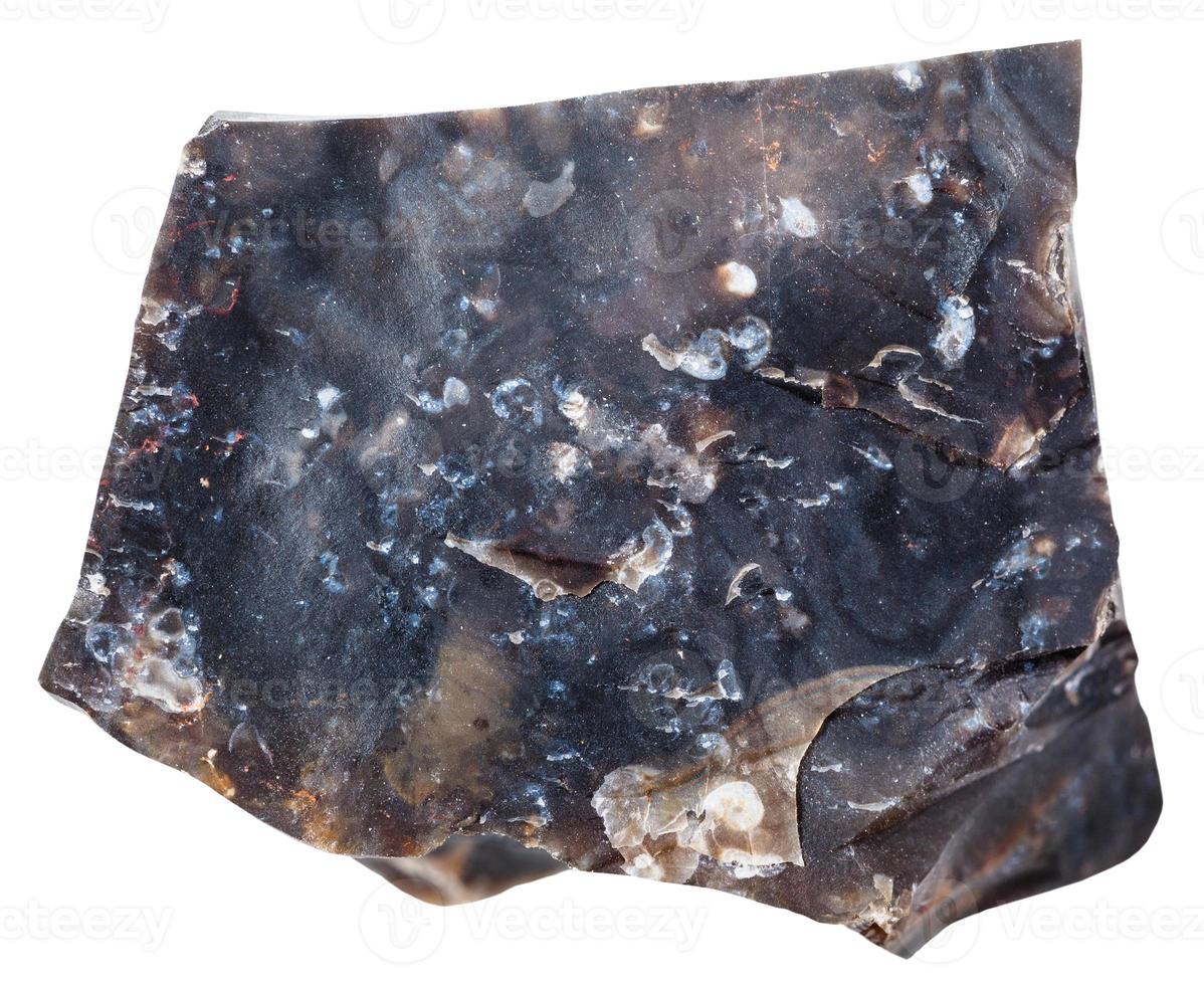 black flint stone isolated on white photo